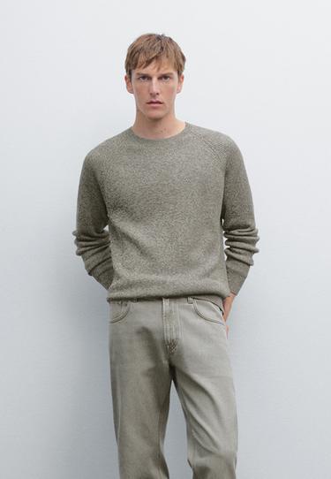 Zara Crew neck mouliné knit sweater - Beige / Green - Image 0