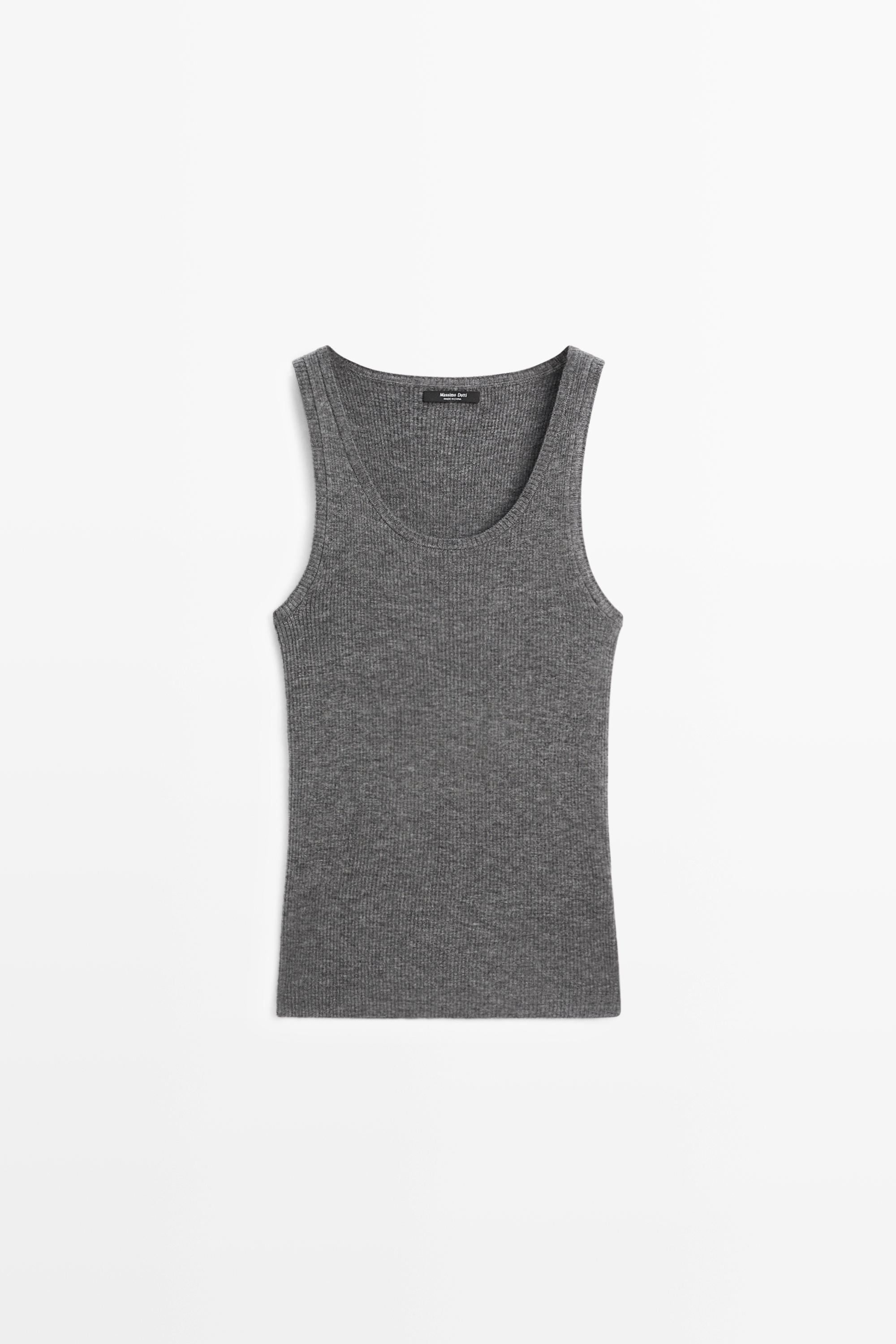 Ribbed knit top — Gray
