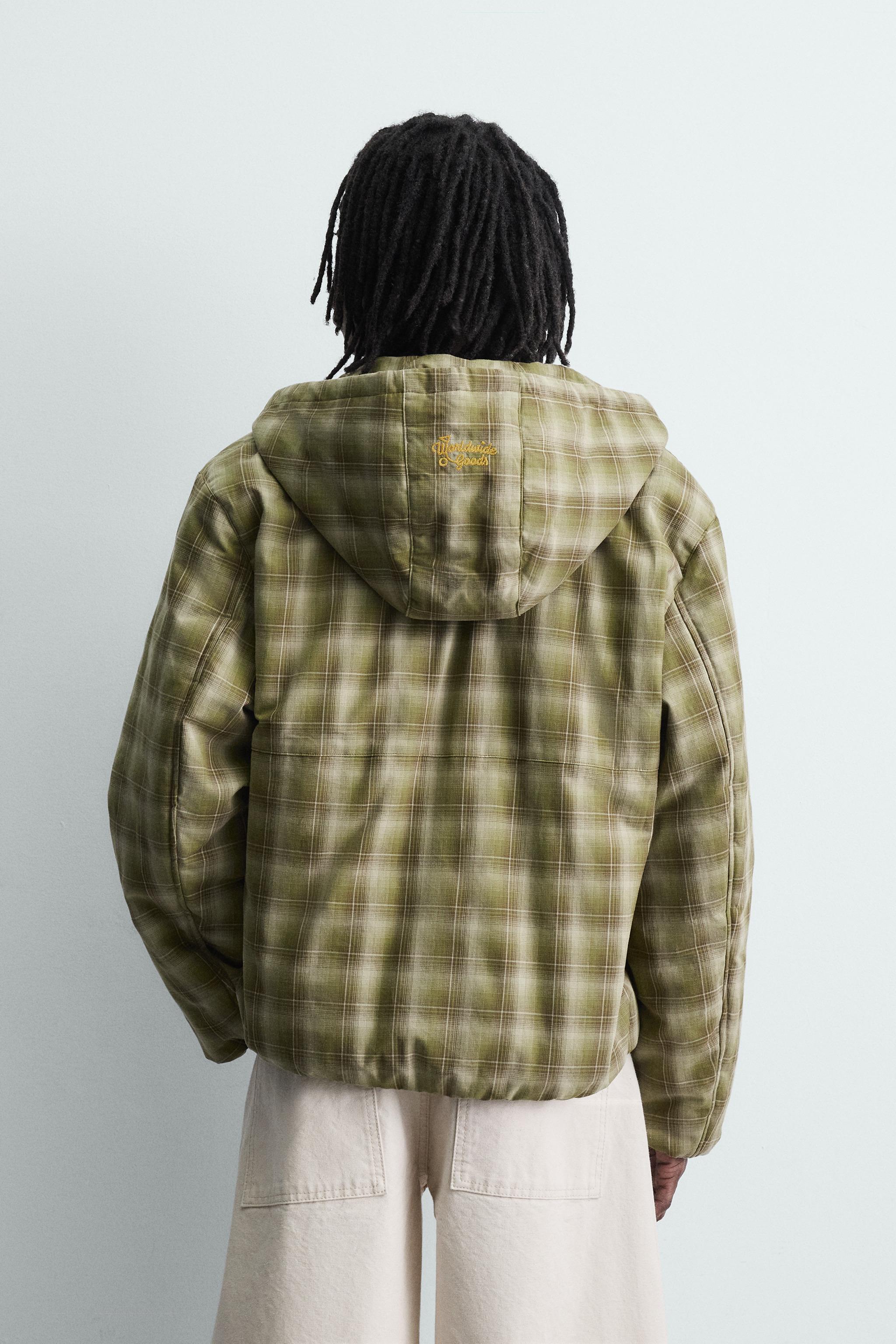 CHECKERED HOODIE JACKET - Light green | ZARA United States