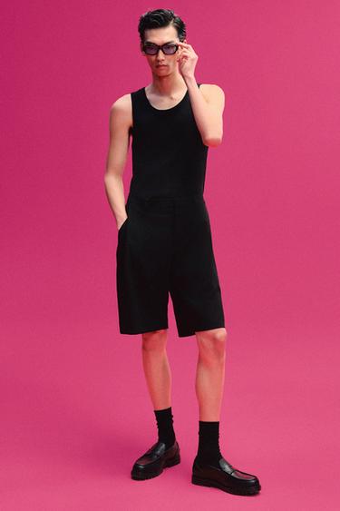 BASIC RIBBED TANK TOP - Black by Zara