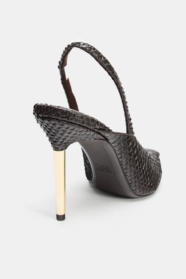 EMBOSSED SLINGBACK SHOES - Brown by Zara