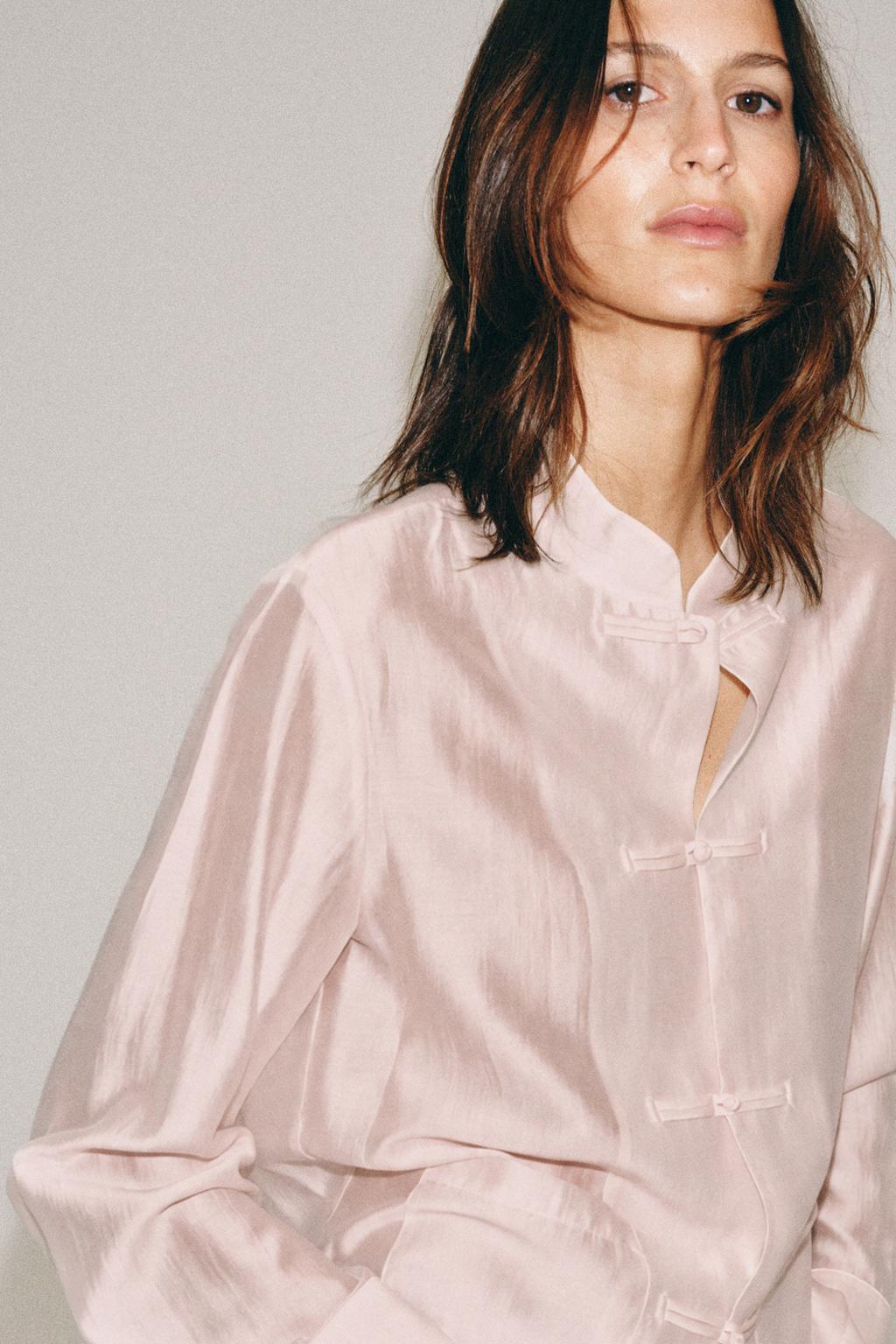 ZW COLLECTION SATIN SHIRT WITH FROG FASTENING