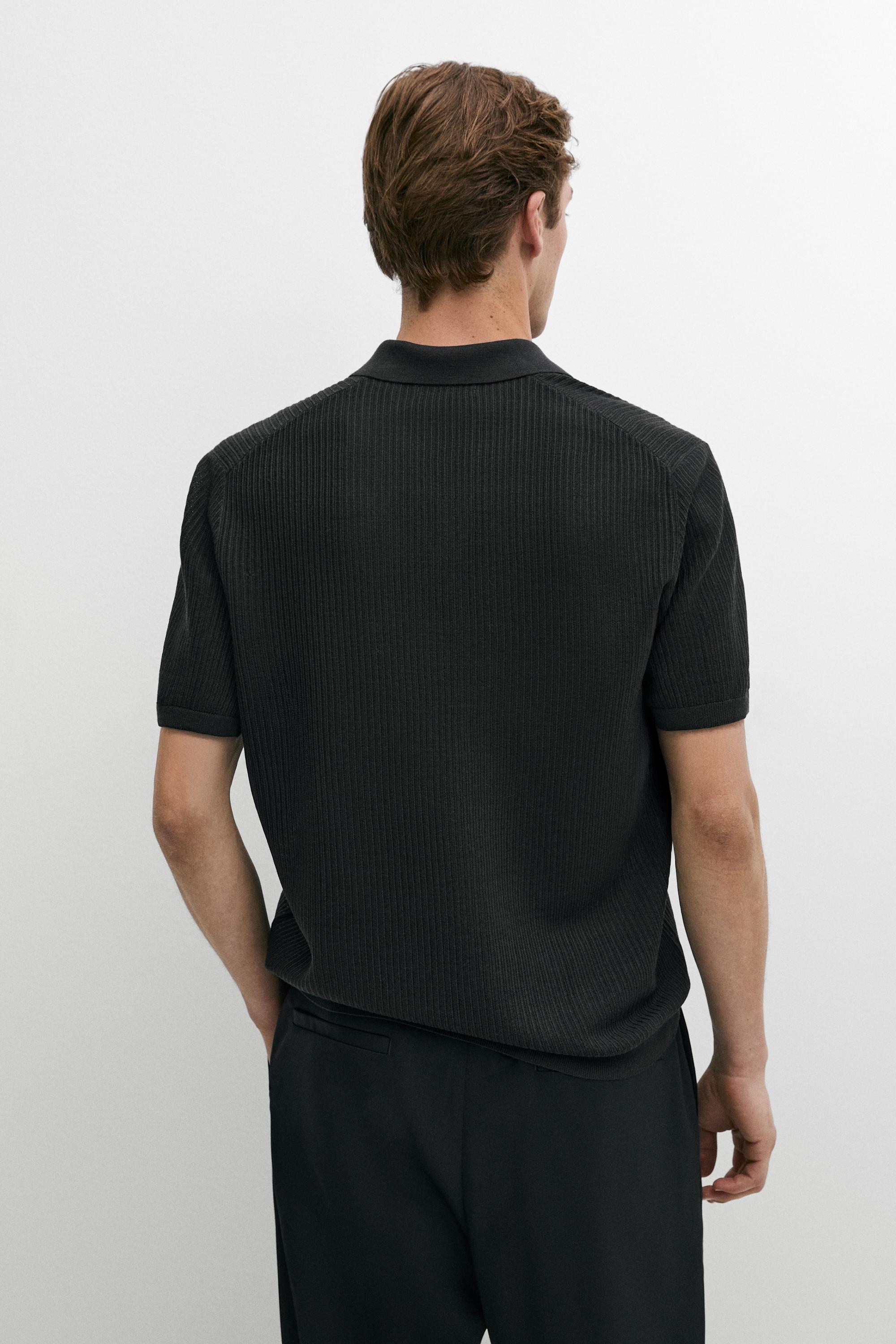 Wool blend short sleeve knit polo