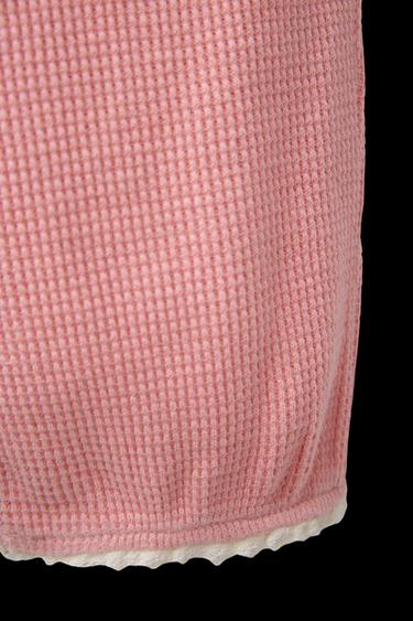 WAFFLE LACE-TRIM BAGGY TROUSERS - Pink by Zara