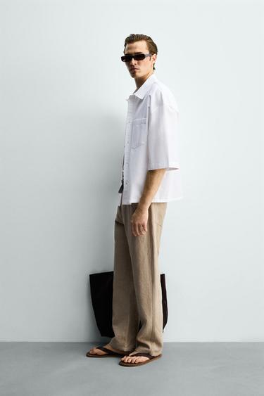 BOXY FIT SHIRT WITH POCKET - White by Zara - Image 3