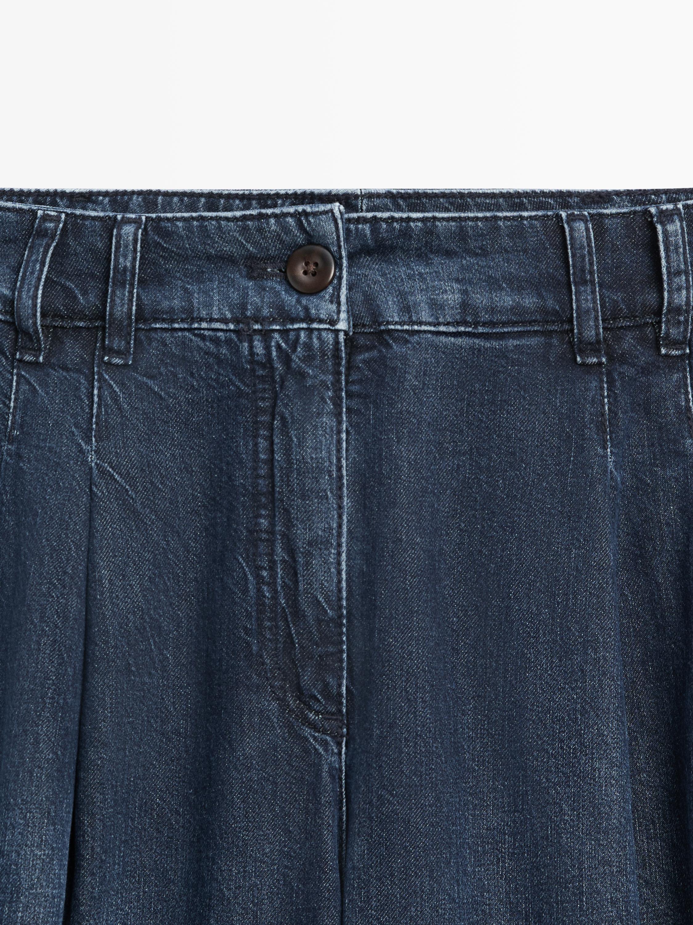 High-waist wide-leg darted jeans