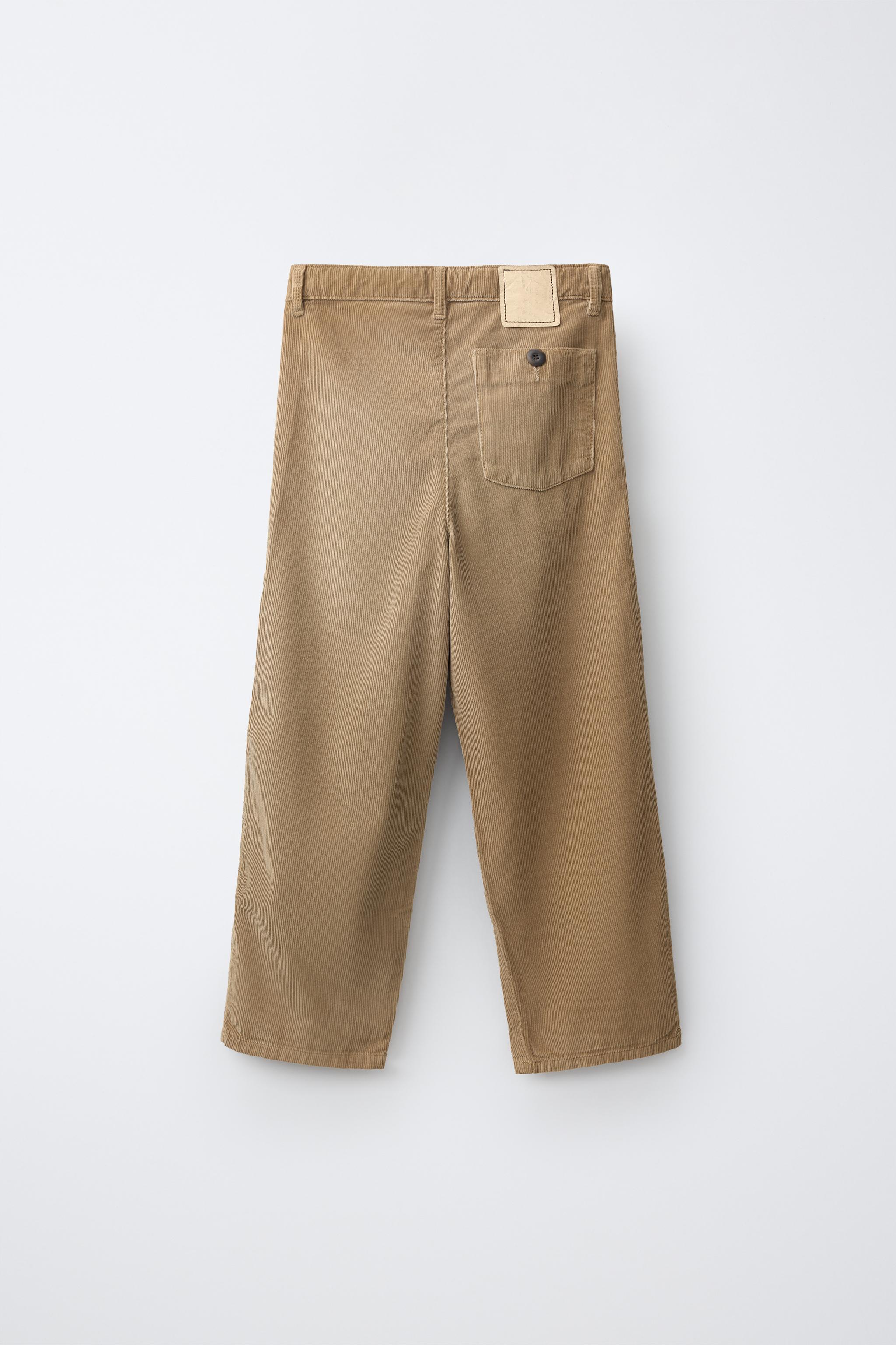 PANTALON WIDE LEG EN VELOURS CÔTELÉ FIN EFFET USÉ