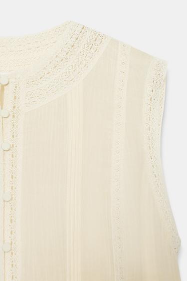 ZW COLLECTION LACE SLEEVELESS BLOUSE - Ecru by Zara - Image 7