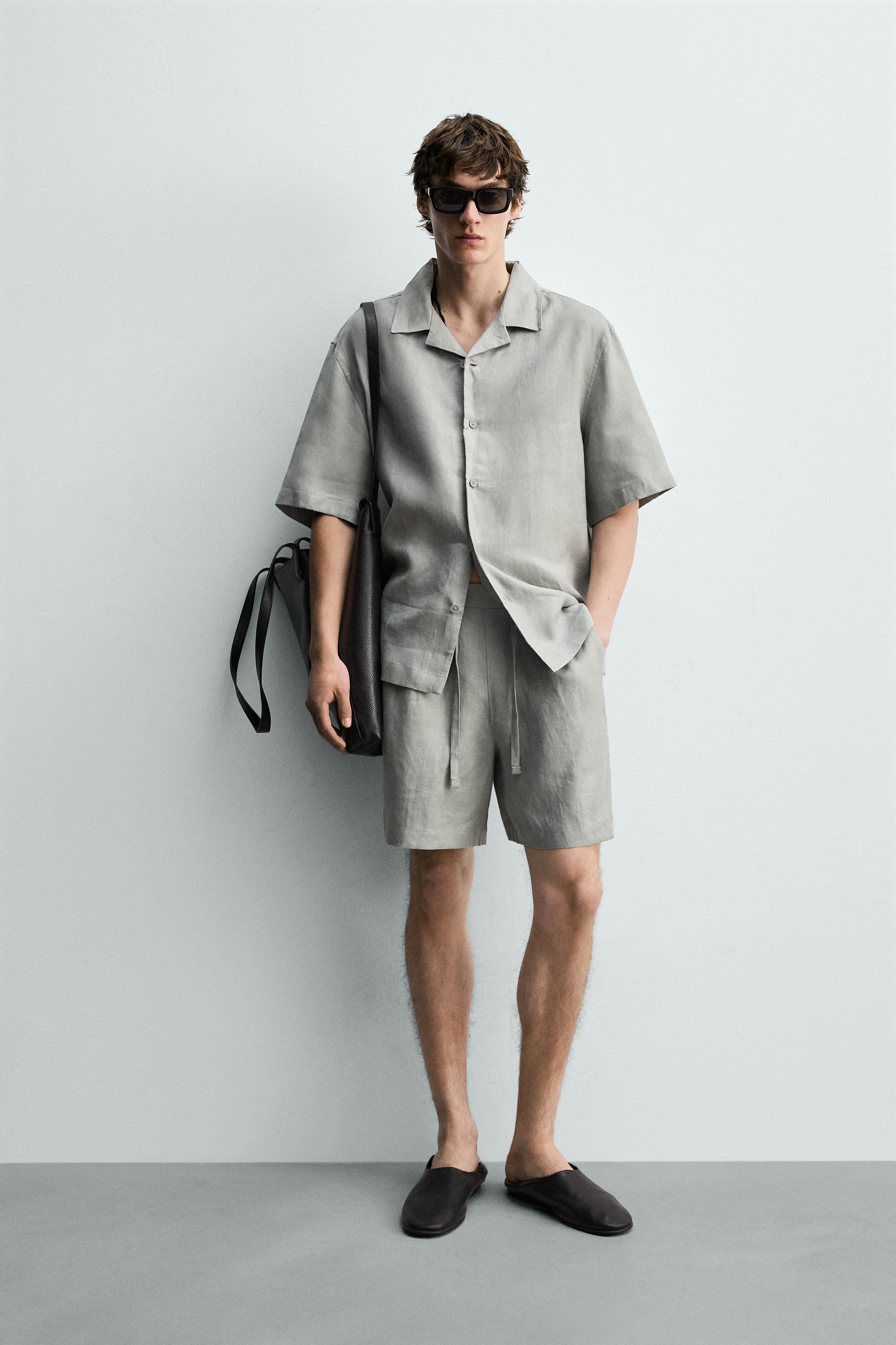 Zara %100 KETEN RELAXED FIT BERMUDA