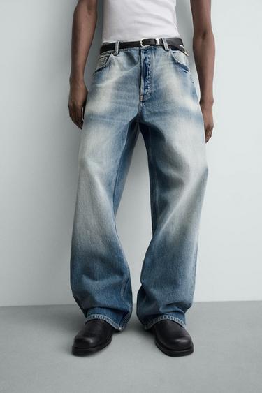 JEANS FLARE FIT - E kaltër nga Zara