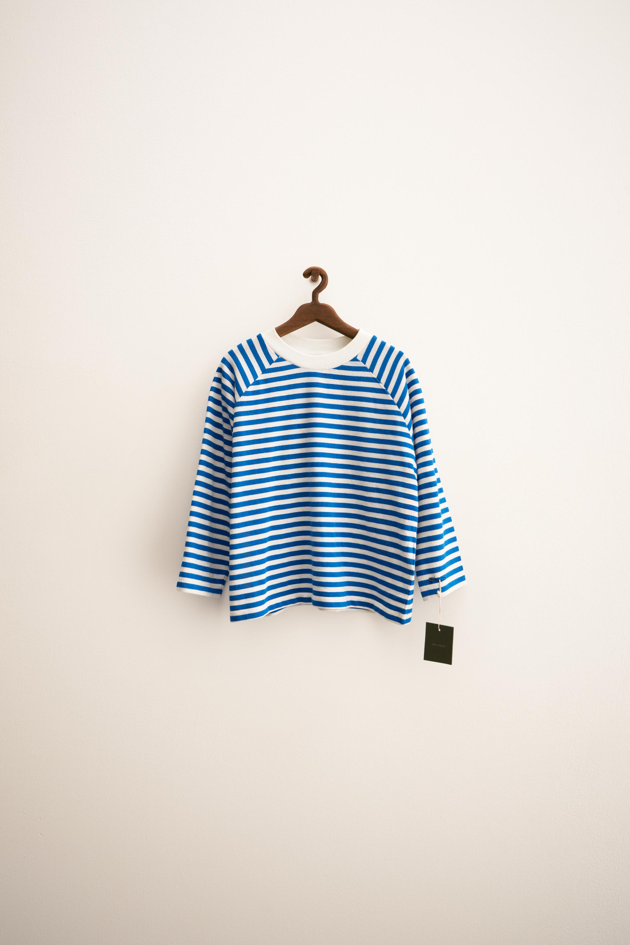 ★ドイツ発*ZARA*新作*ニットTシャツ/STRIPE-NAVY★ STRIPED KNIT T-SHIRT - Navy blue | ZARA United States