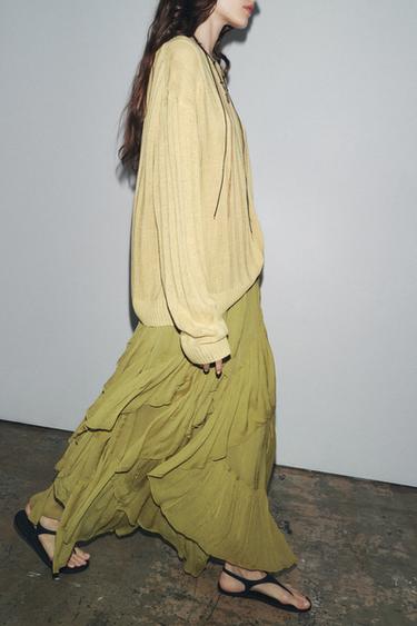 ZW COLLECTION RUFFLED SKIRT - Olive green by Zara - Image 2
