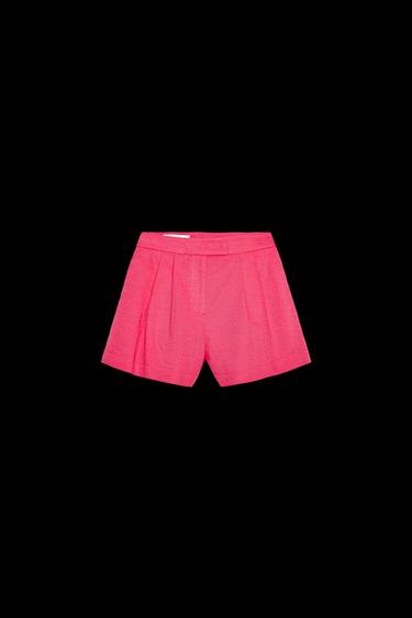 PLEATED LINEN BLEND BERMUDA SHORTS - Strawberry von Zara - Bild 0