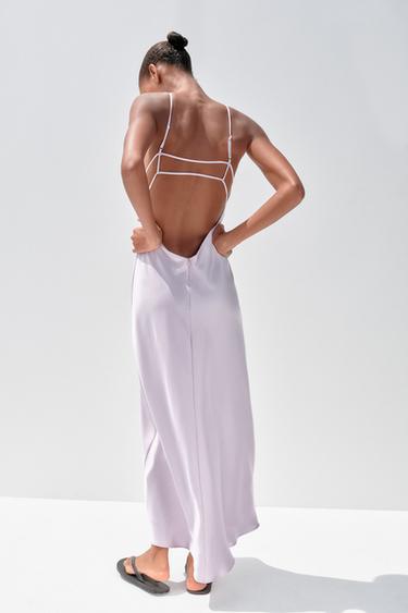 Zara Lila - SATEN YÜZEYLİ MİDİ ELBİSE