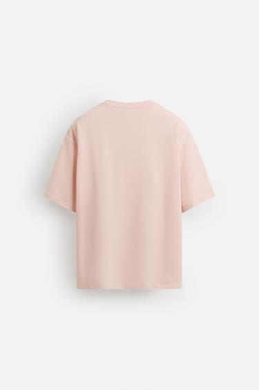 T-SHIRT INSCRIPTION BRODÉE - Rose pâle de Zara - Image 6