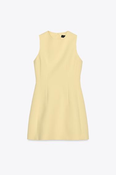 Zara ZW COLLECTION VOLUMINOUS SHORT DRESS - Light yellow