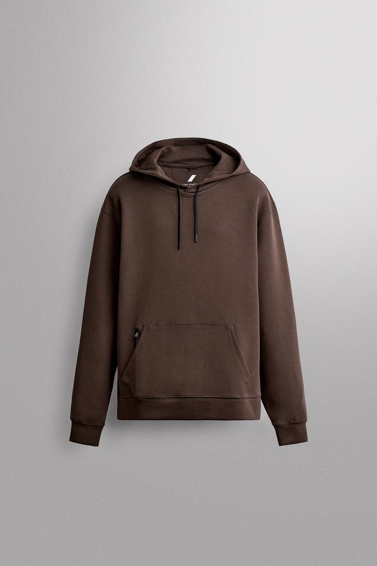 TECHNICAL HOODIE SWEATSHIRT — Brown