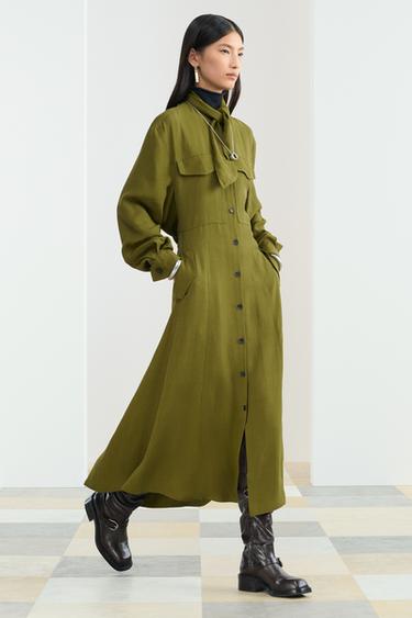 Zara MD SCRF BTTN DRSS - Khaki