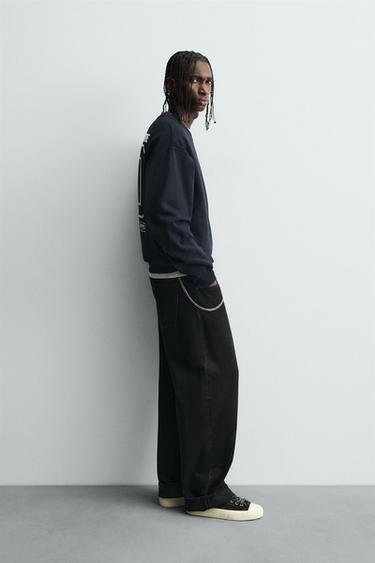 SWEAT À IMPRIMÉ COMBINÉ - Bleu de Zara - Image 3
