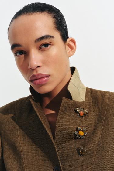 SADA 3 KOVOVÝCH BROŽÍ KVĚT A HMYZ - Zlatá / Stříbrná od Zara