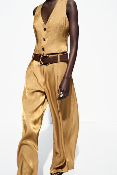 GOLD BUTTON SATIN TOP - Golden by Zara - Image 1