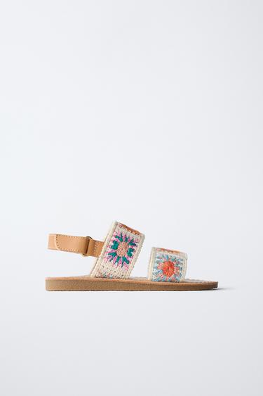 Zara CROCHET SANDALS - Off White