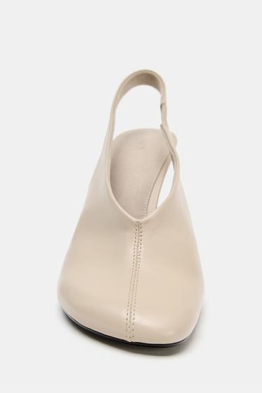 LIMITED EDITION LEATHER SLINGBACK SHOES - Ecru White by Zara - Image 5