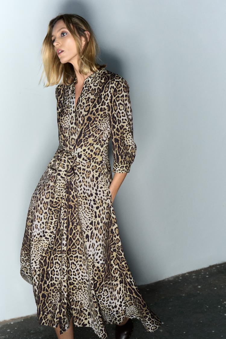 ZW COLLECTION ANIMAL PRINT DRESS Leopard ZARA Hungary