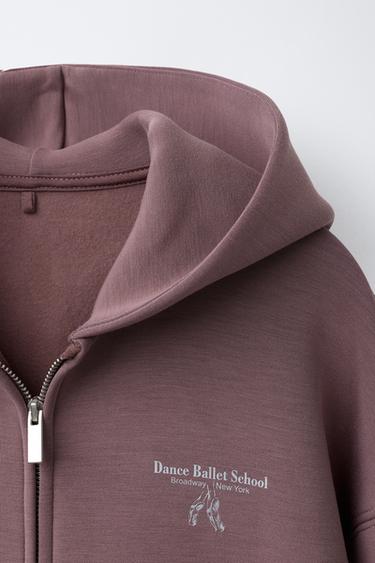 HOODIE WITH ZIP AND MODAL BALLET - Pink by Zara - Image 2