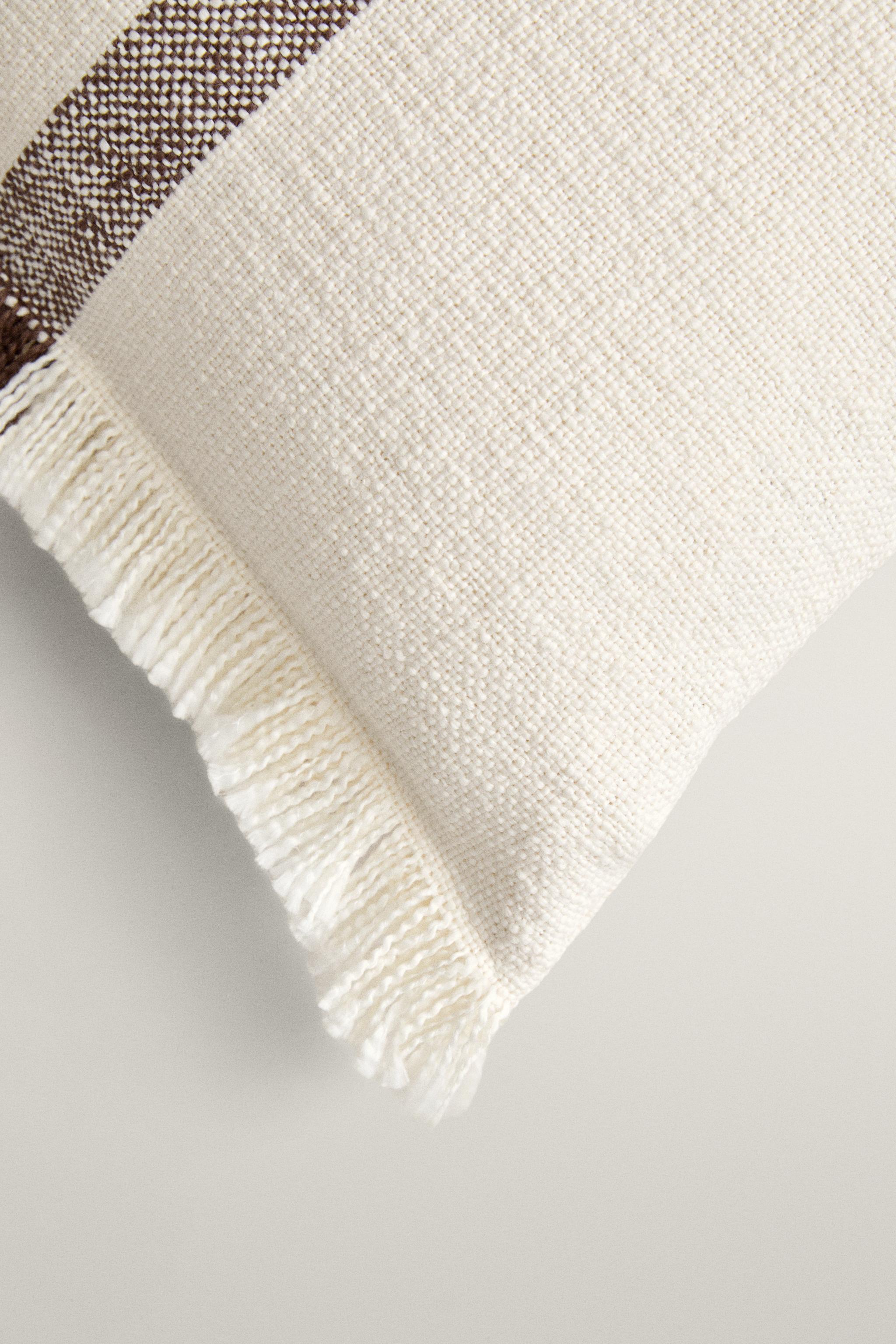 STRIPED FRINGE THROW PILLOW COVER — Printed