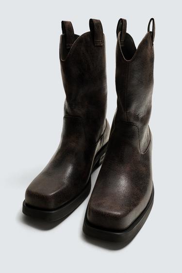 BOTTES COW-BOY - Marron de Zara - Image 1