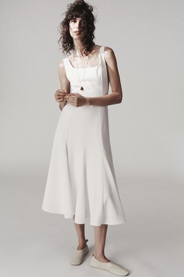 ZW COLLECTION MIDI DRESS - Ecru by Zara