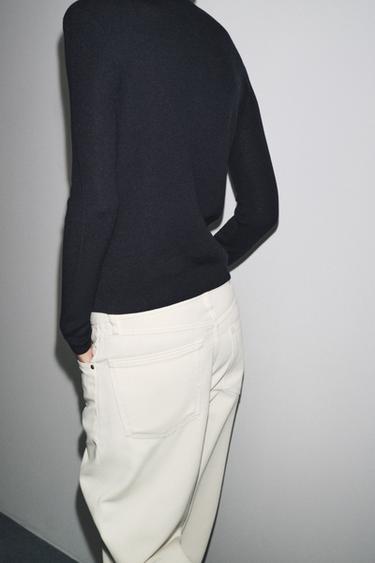 GILET 100 % LAINE CÔTELÉ - Bleu marine de Zara - Image 2
