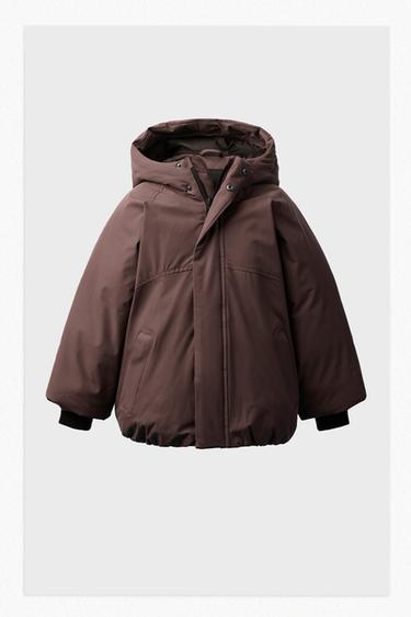 ВОДОВІДШТОВХУЮЧЕ СТЬОБАНЕ ПАЛЬТО З КАПЮШОНОМ - Dark burgundy Zara