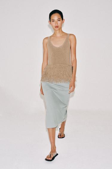 ΦΟΥΣΤΑ ΜΙΝΤΙ ΑΝΟΙΓΜΑ ZW COLLECTION - Γκρι του Zara