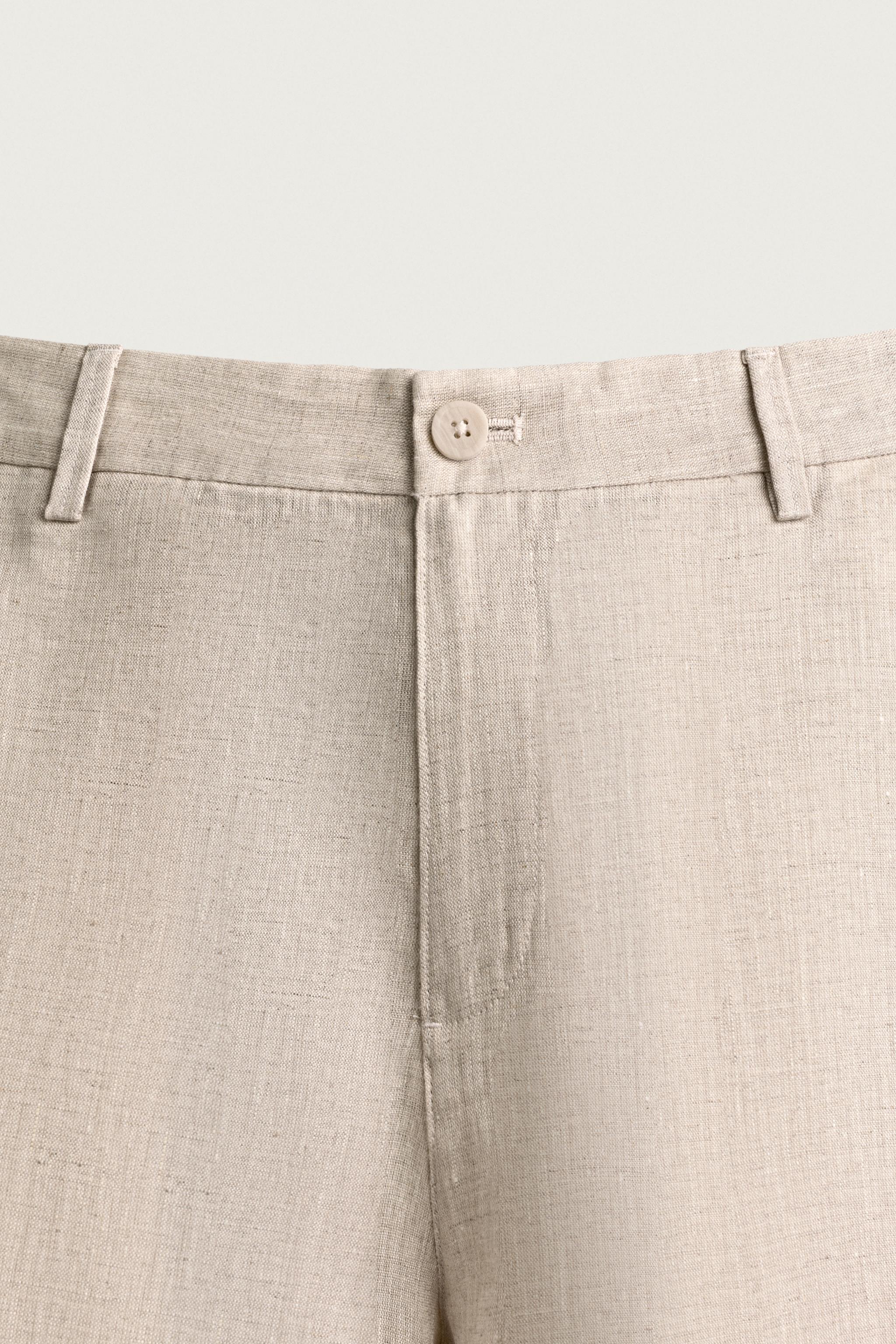 100% LINEN REGULAR FIT SHORTS