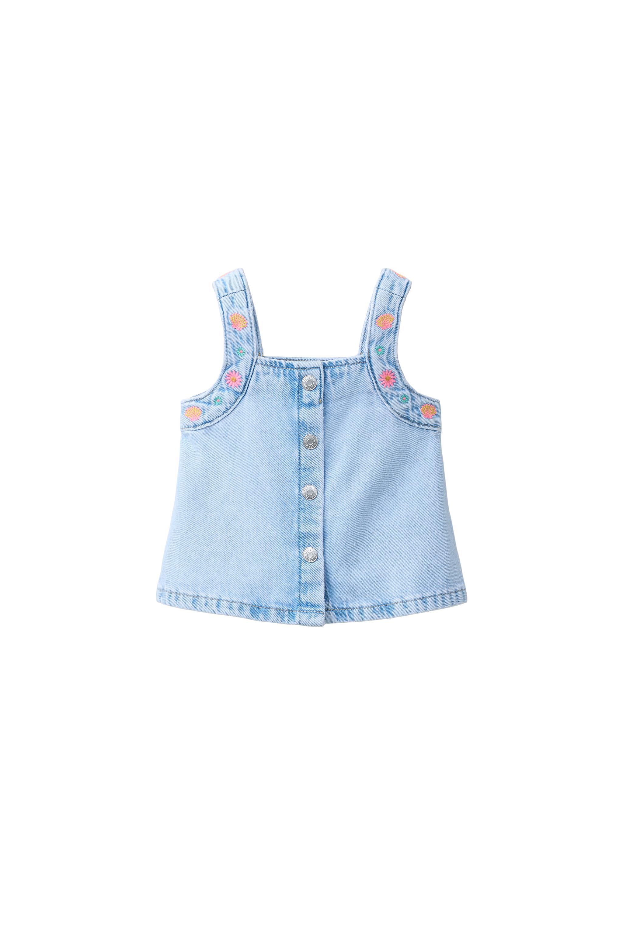 新品 完売 ZARA 刺繍入りデニムトップス 刺繍デニムブラウス S ZARA - 大人気完売商品 ZARA デニム 刺繍 フリル トップス カットソー
