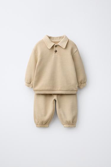 POLO COLLAR SWEATSHIRT AND JOGGERS SET - Light beige by Zara