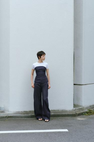 PANTALÓN DENIM TRF PINZAS - Índigo oscuro de Zara