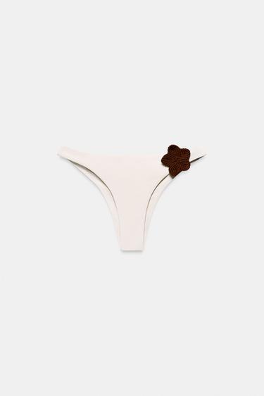 CROCHET FLOWER BIKINI BOTTOMS - Ecru by Zara
