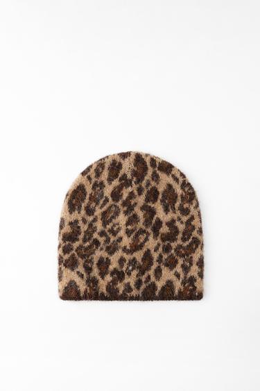 GORRO BEANIE DE LÃ E ALPACA COM ESTAMPA ANIMAL PRINT - Leopardo da Zara