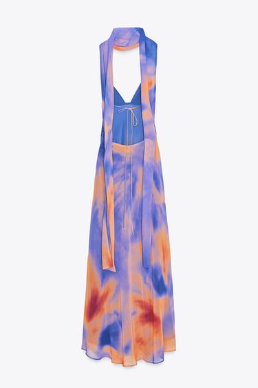 ROBE LONGUE IMPRIMÉE FOULARD - TYE ORANGE de Zara - Image 9