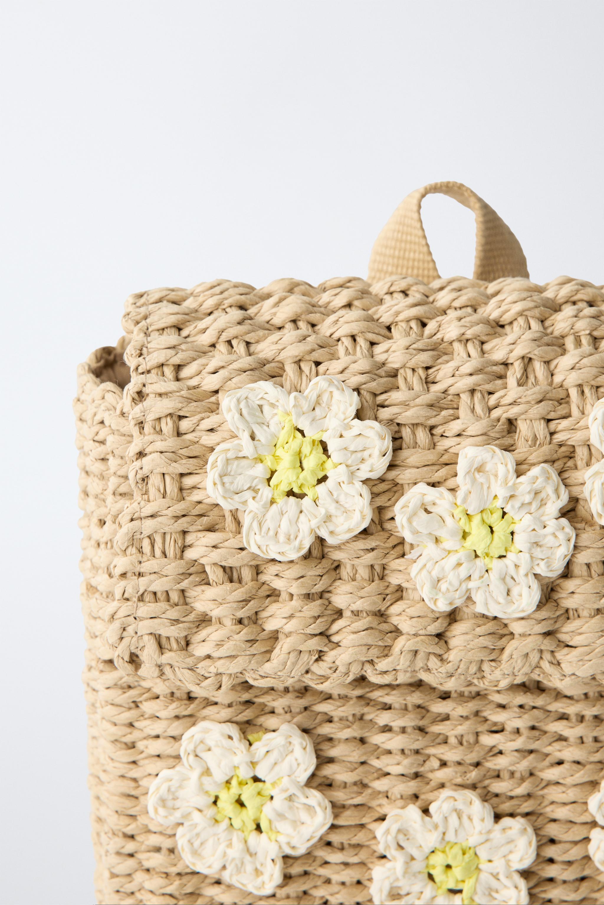SAC À DOS EFFET RAFIA FLEURI
