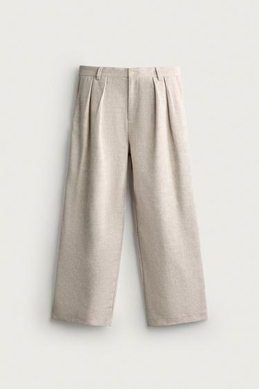 PANTALÓN RELAXED FIT PLIEGUES - Beige claro de Zara