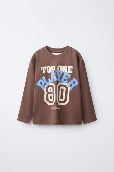 VARSITY PRINT T-SHIRT - Light brown by Zara