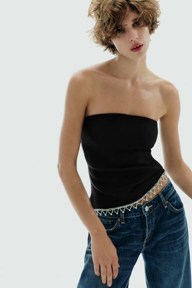 JEWEL STRAPLESS TOP - Black by Zara - Image 1