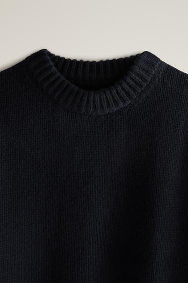 WOOL SWEATER WITH ROUND INFINITY SCARF — Blue 2