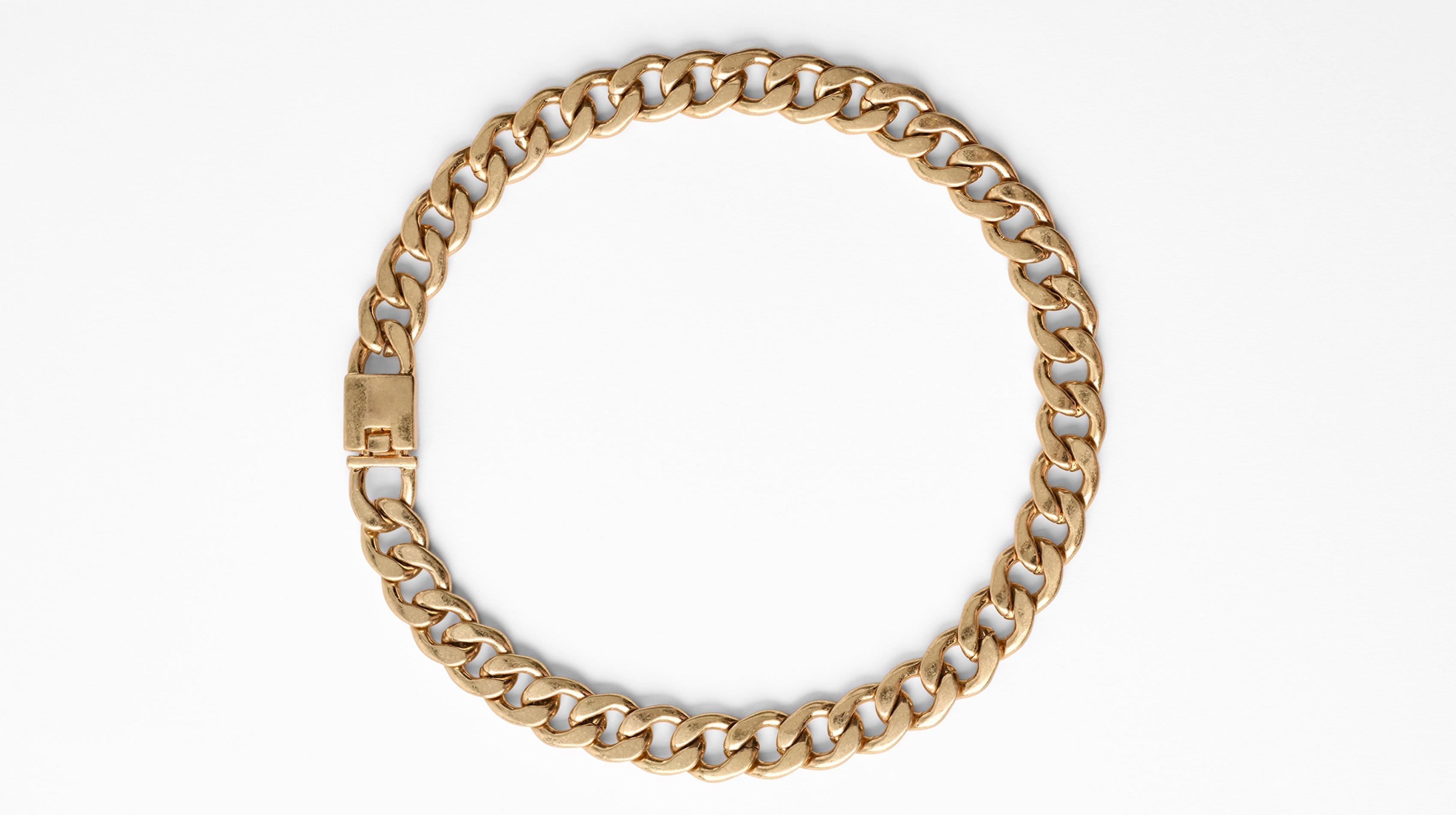 METALLIC CHAIN NECKLACE — Golden