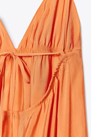 ROBE MIDI FLUIDE À BRETELLES - Mandarine de Zara - Image 7