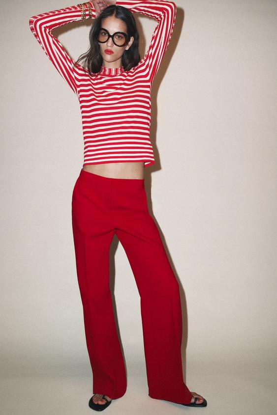 HIGH-WAISTED STRAIGHT LEG PANTS